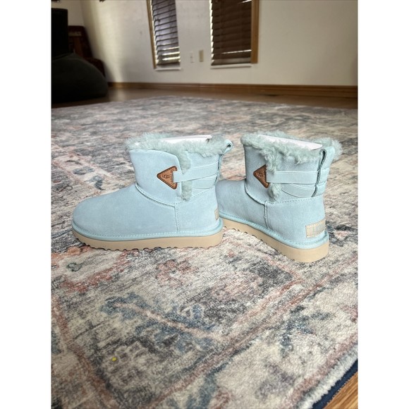 UGG Boots Womens Sz 6 Urchin Flex Bailey Mini Suede Shearling Baby Blue Wool New - Picture 12 of 15